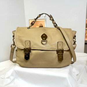 Mulberry Alexa Beige Pebbled Leather Satchel Crossbody Gold Hardware